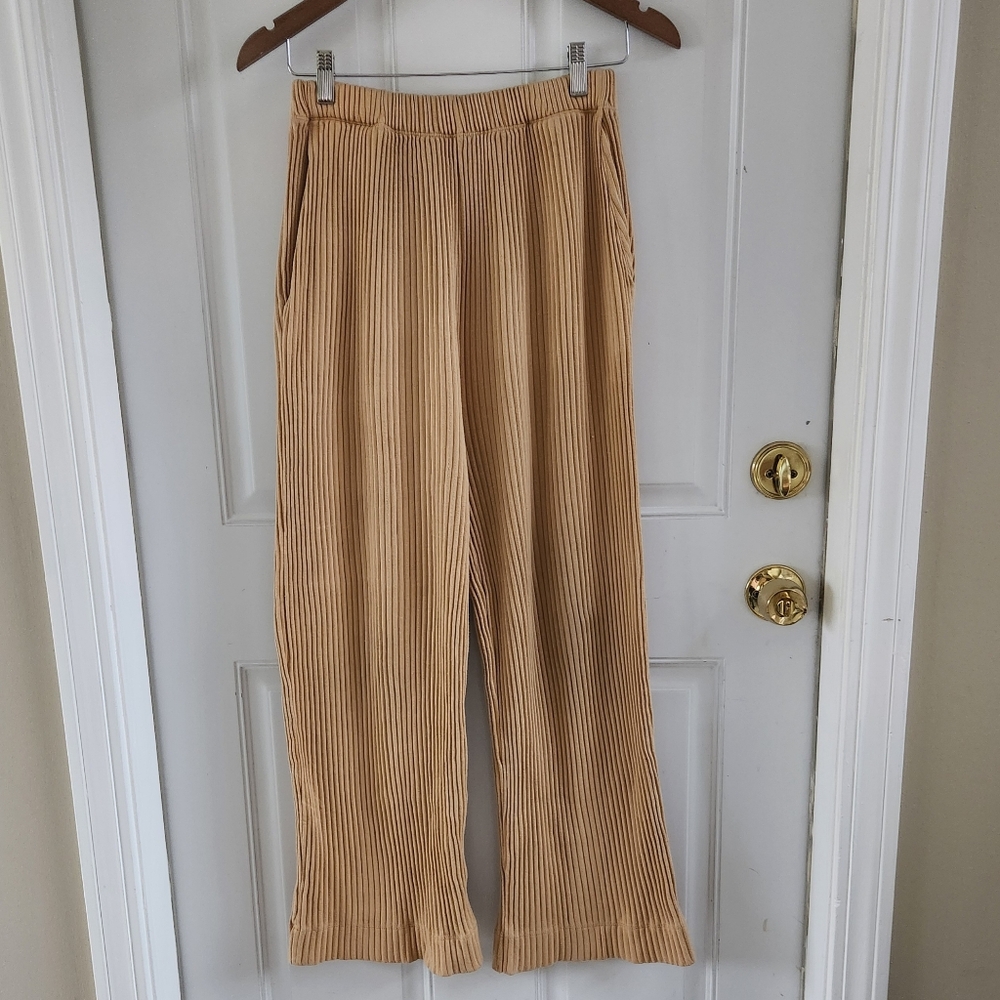 Baserange Ribbed Flare Pull On Pants Stretch Mustard Yellow Womens Size XS